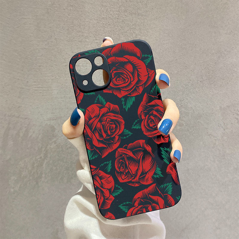 Dark Gray Cute Roses iPhone Case