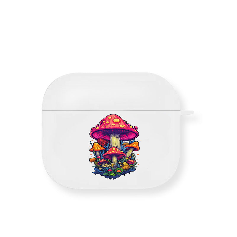 White Smoke Mushroom Airpod Case