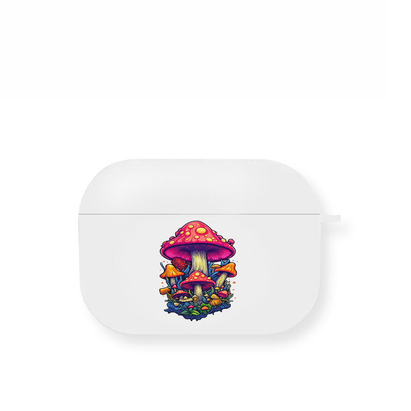 White Smoke Mushroom Airpod Case