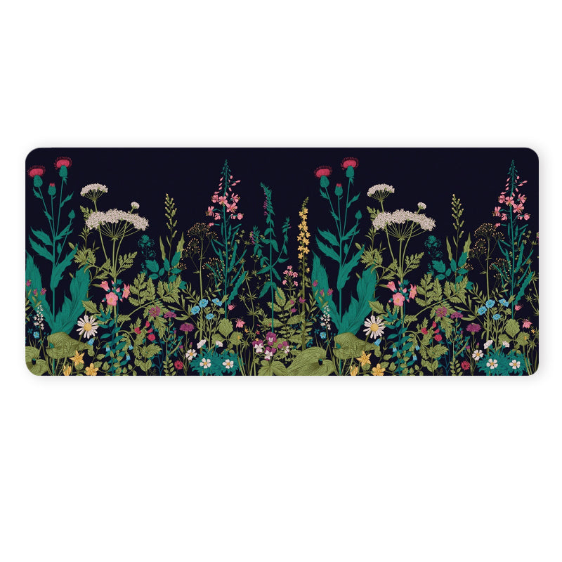 Light Gray Flowers Large Gaming Mouse Pad