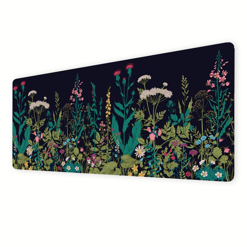 Gray Flowers Large Gaming Mouse Pad