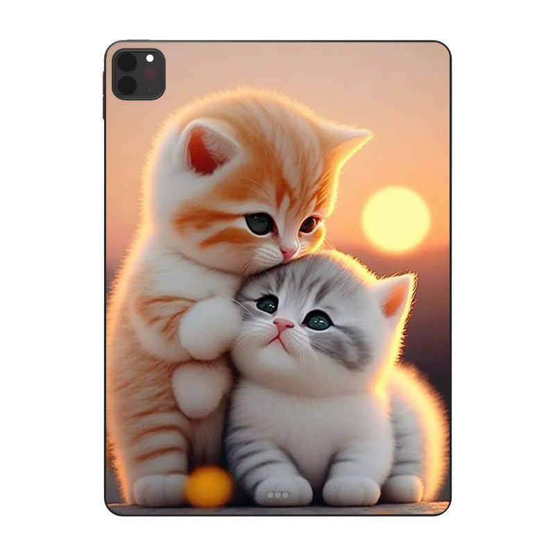 Rosy Brown Cute Cat Shockproof  iPad Case