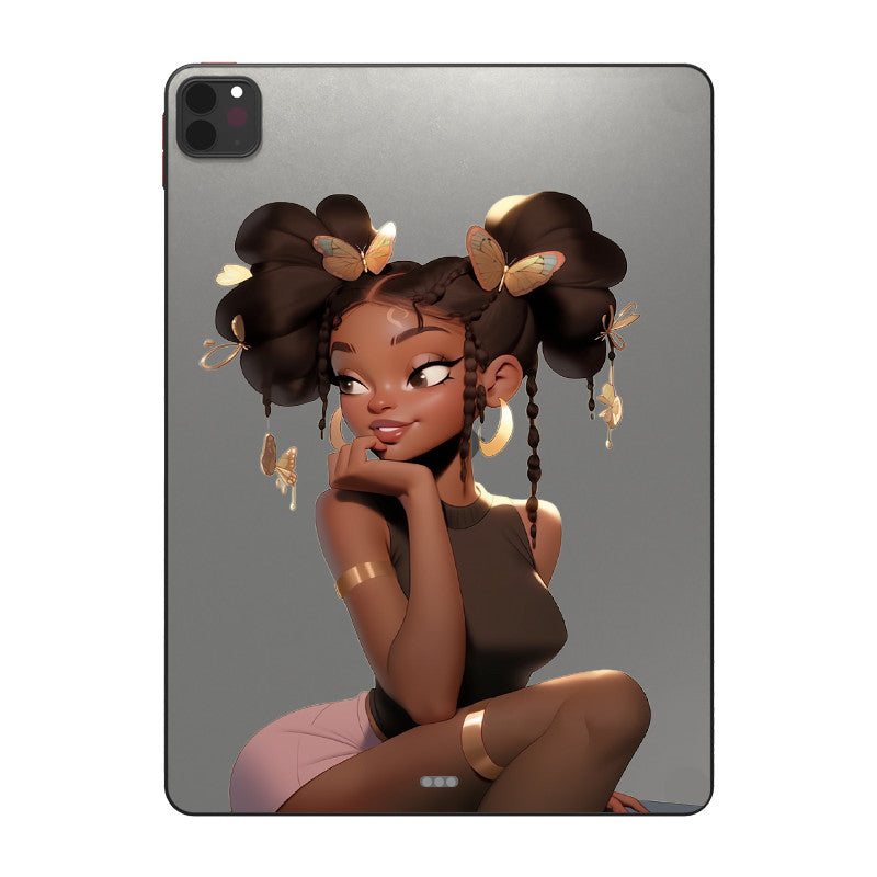 Dim Gray Cute Anime Girl iPad Case