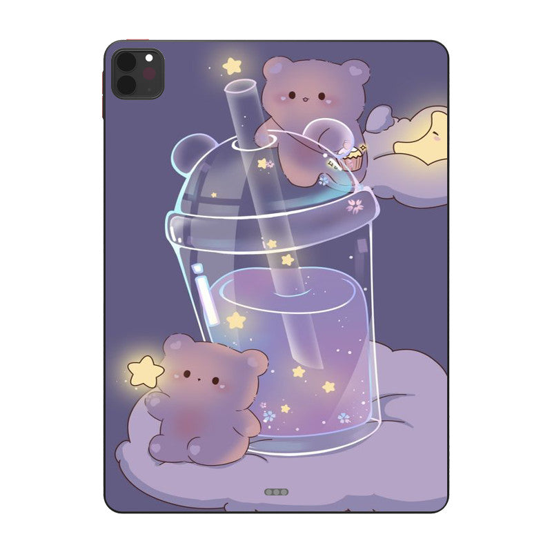 Light Slate Gray Cute Bear Shockproof  iPad Case