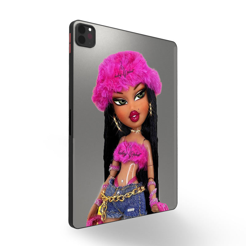 Slate Gray Fashion Girl iPad Case