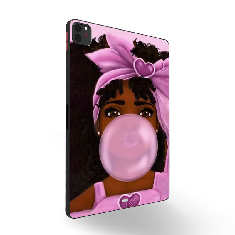 Dark Gray Pink Adorable Girls iPad Case