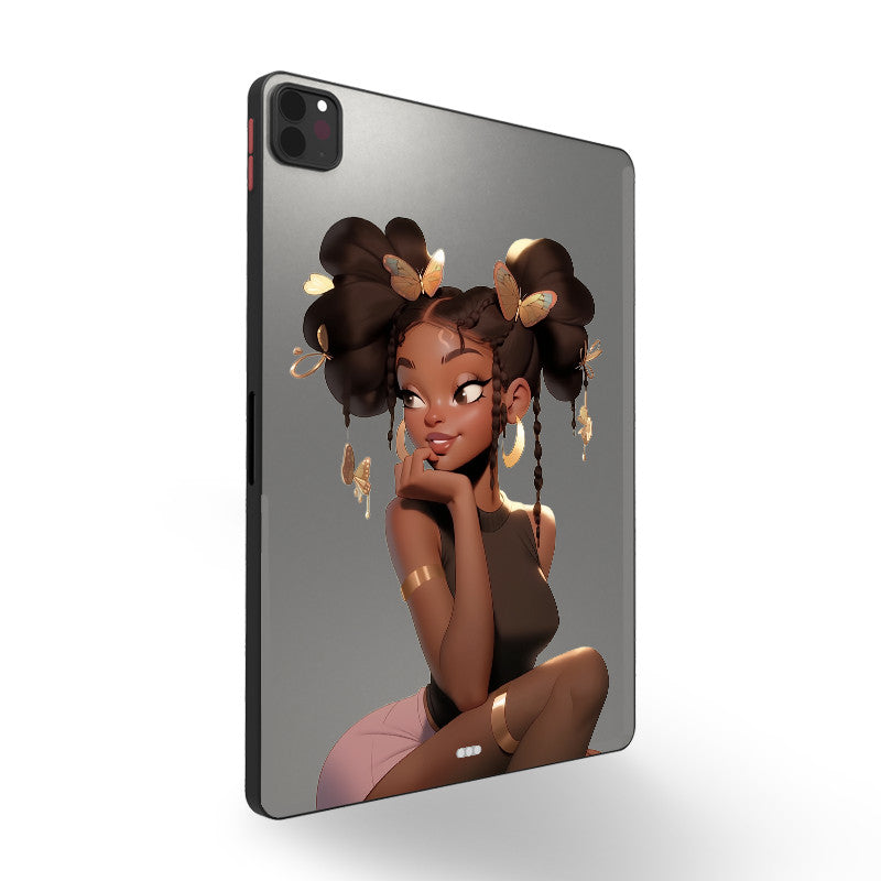 Dim Gray Cute Anime Girl iPad Case