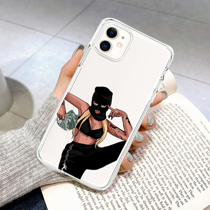 Light Gray Cute Cartoon Girl Anti Fall iPhone Case