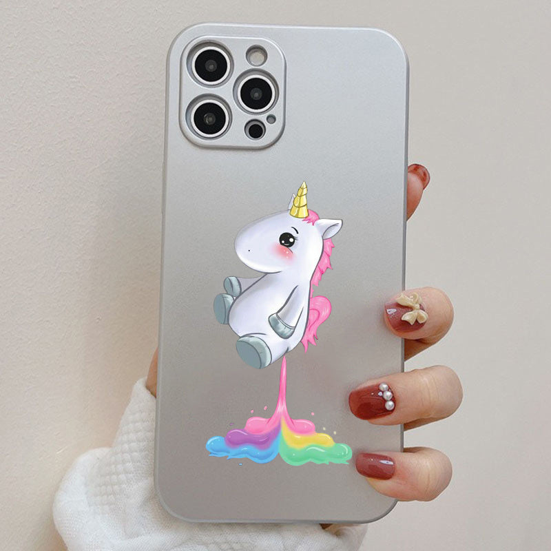 Gray Cute Rainbow Unicorn Anti Fall iPhone Case