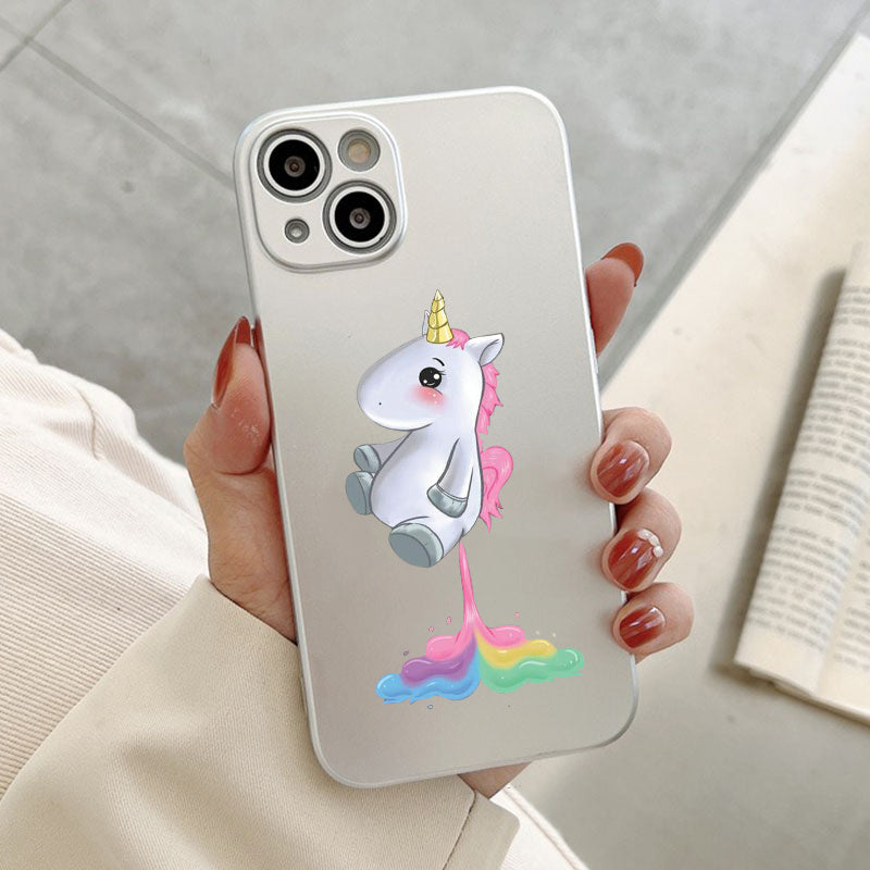 Gray Cute Rainbow Unicorn Anti Fall iPhone Case