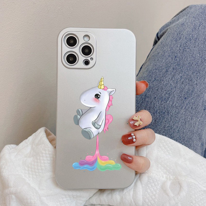 Gray Cute Rainbow Unicorn Anti Fall iPhone Case