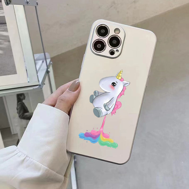 Dark Gray Cute Rainbow Unicorn Anti Fall iPhone Case