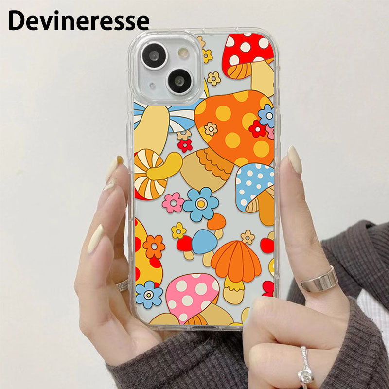 Light Gray Cute Mushroom Anti Fall iPhone Case