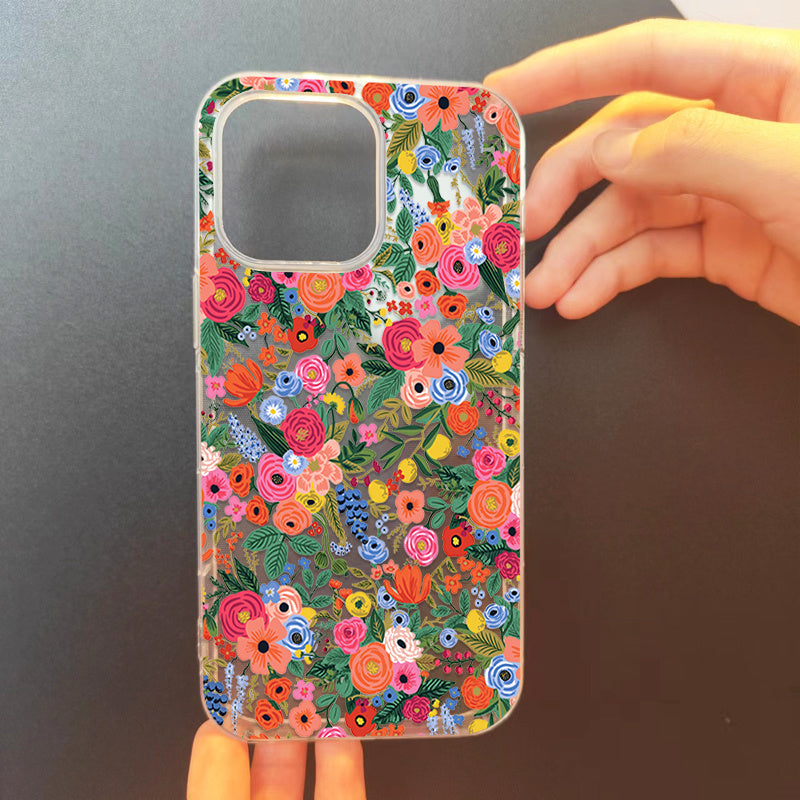 Dark Olive Green Cute Rainbow Petals Anti Fall iPhone Case