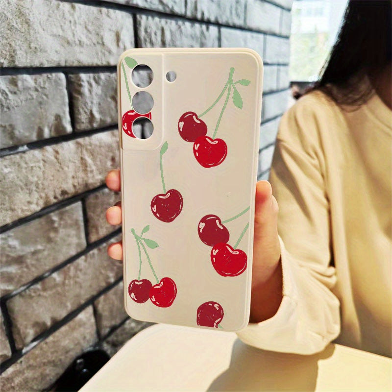 Gray Red Cute cherry Pattern Samsung Case