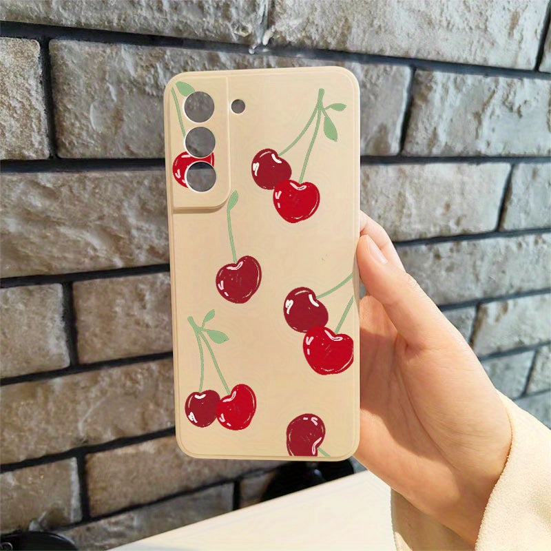 Tan Red Cute cherry Pattern Samsung Case