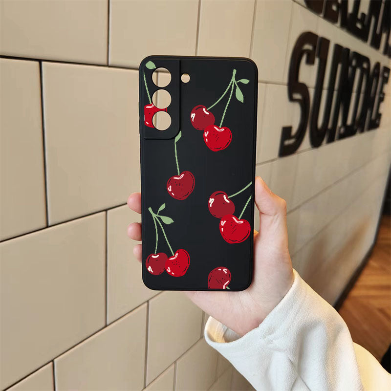 Rosy Brown Red Cute cherry Pattern Samsung Case