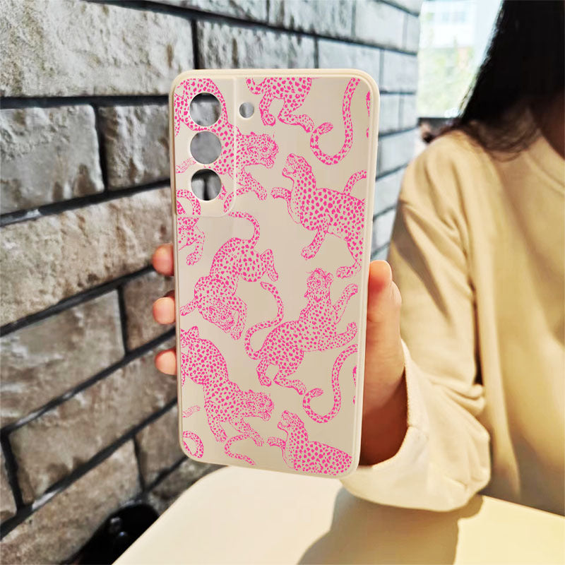 Gray Pink Cute Leopard Pattern Samsung Case