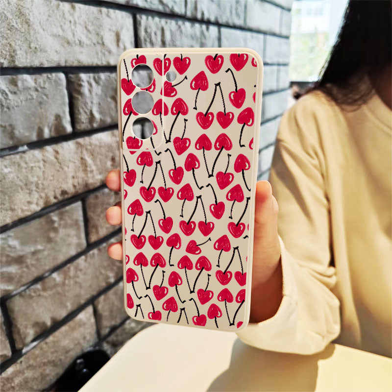 Gray Red Cute Love Cherry Pattern Samsung Case