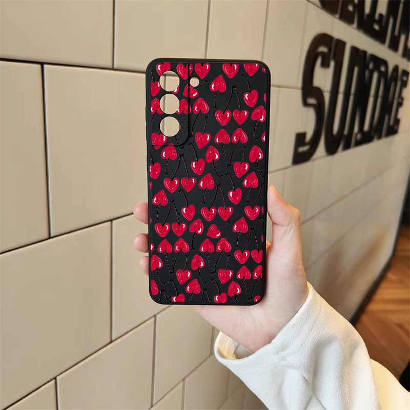 Rosy Brown Red Cute Love Cherry Pattern Samsung Case