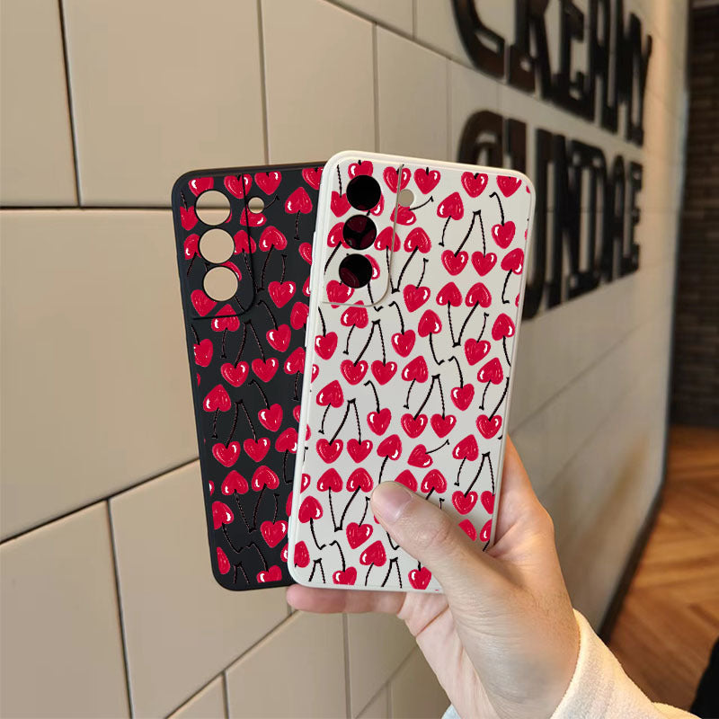 Rosy Brown Red Cute Love Cherry Pattern Samsung Case