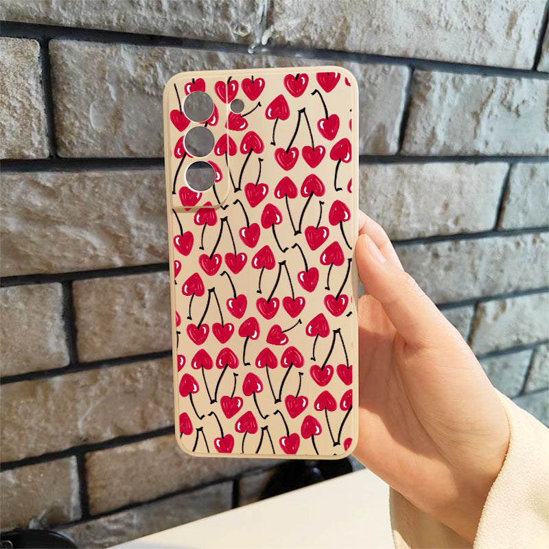 Rosy Brown Red Cute Love Cherry Pattern Samsung Case