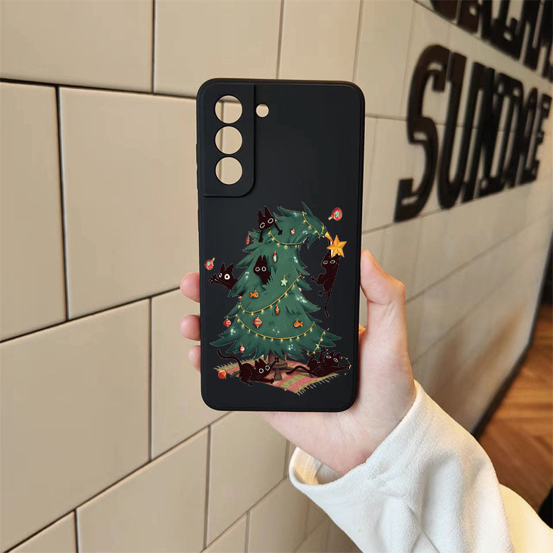 Rosy Brown Green Cute Christmas Trree Pattern Samsung Case