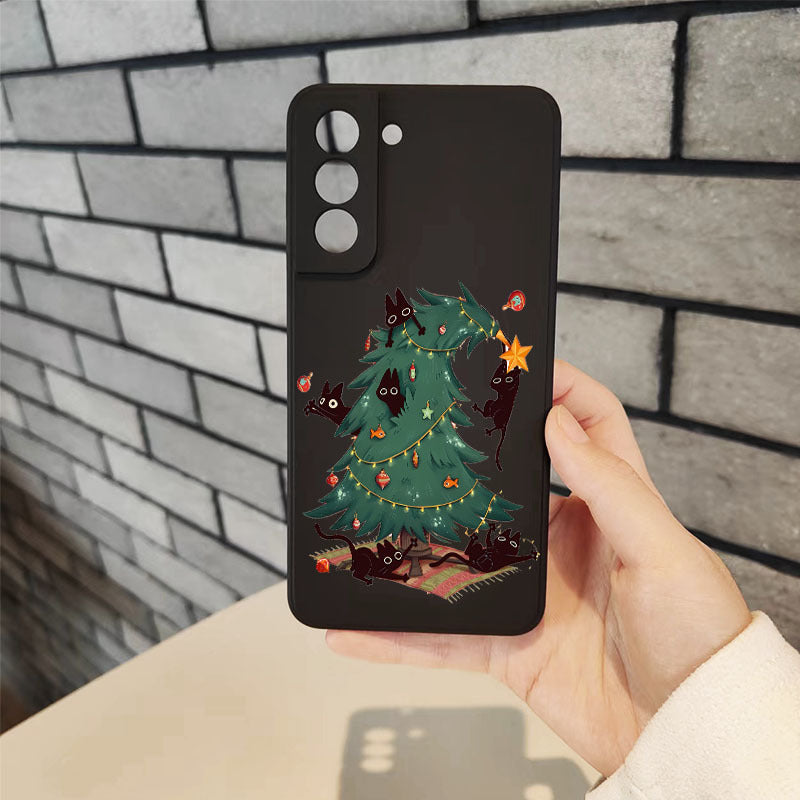 Dark Gray Green Cute Christmas Trree Pattern Samsung Case