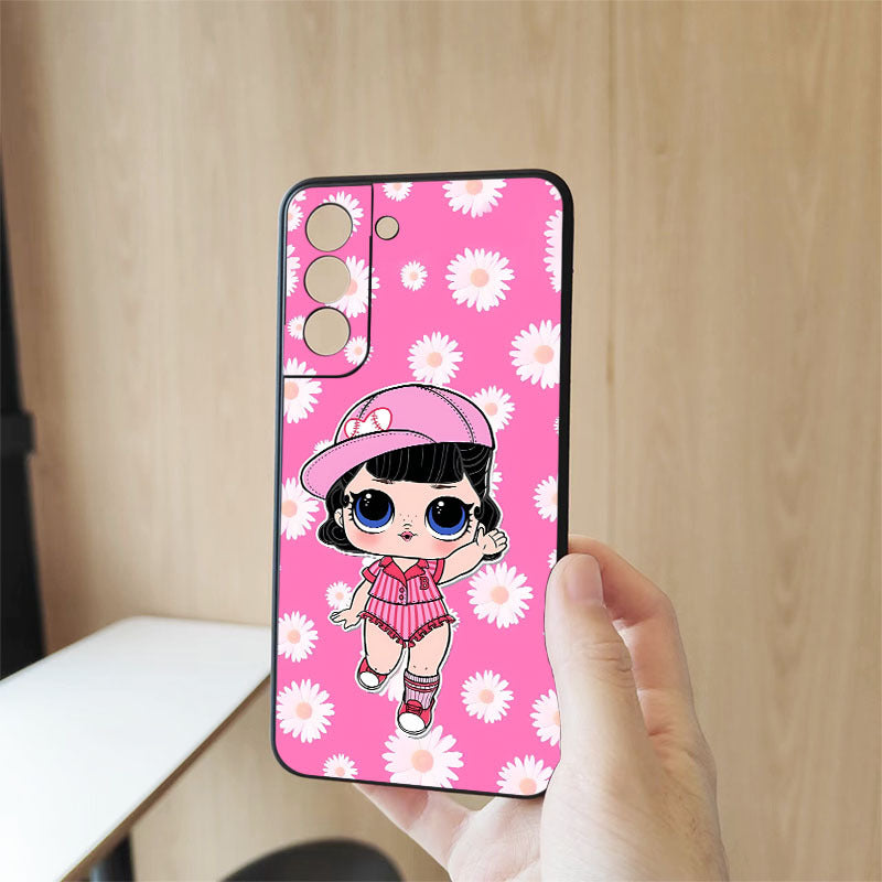 Rosy Brown Pink Cute Cartoon Girl Pattern Samsung Case