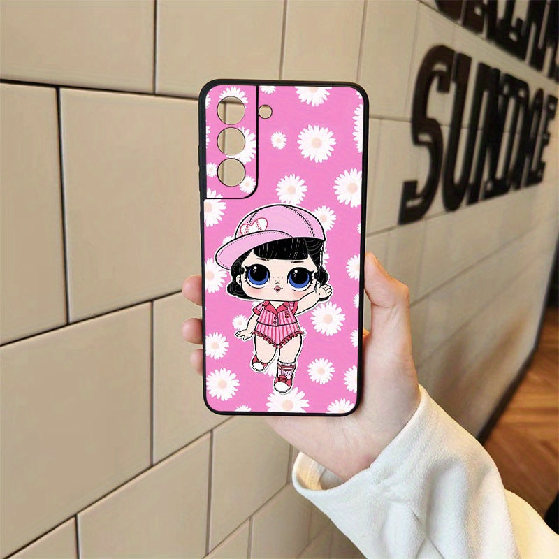 Rosy Brown Pink Cute Cartoon Girl Pattern Samsung Case