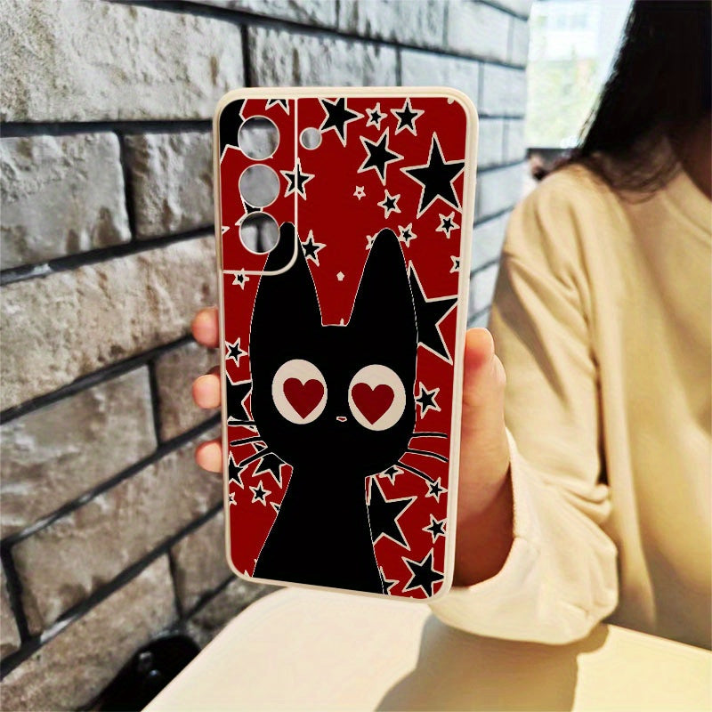 Tan Black Cute Cartoon Cat Pattern Samsung Case