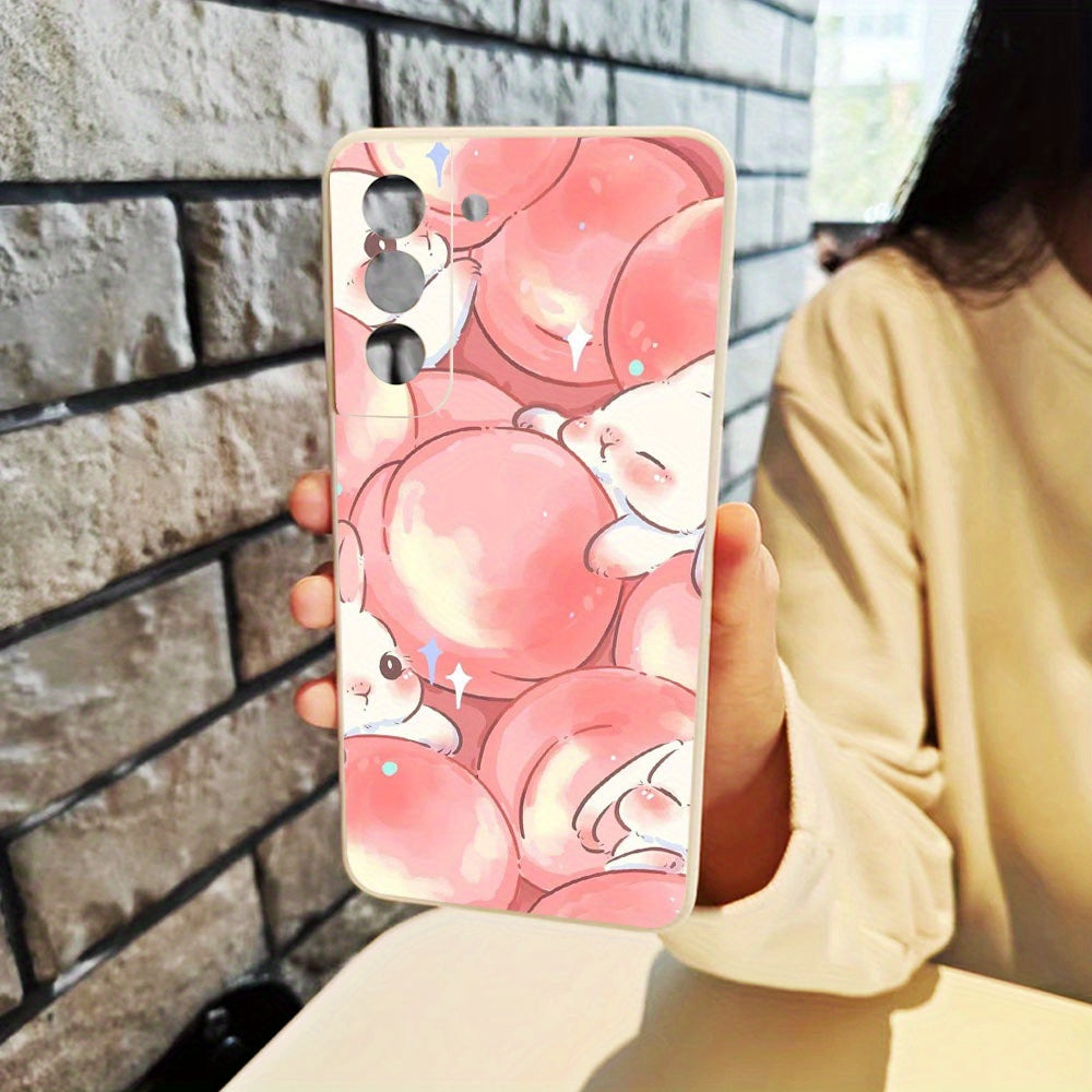 Tan White Cute Rabbit Pattern Samsung Case