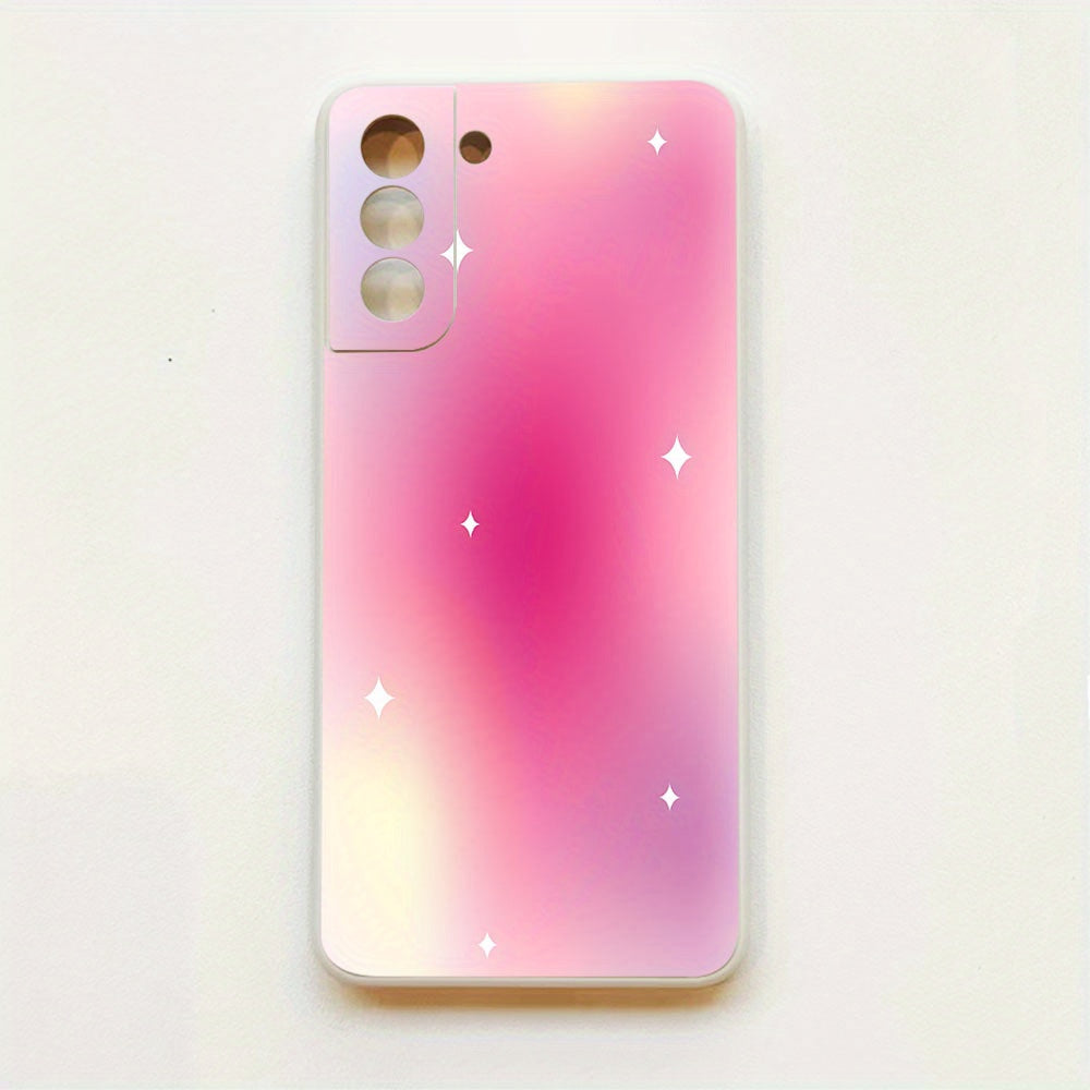 Misty Rose Cute White Star Anti-Fall Samsung Case