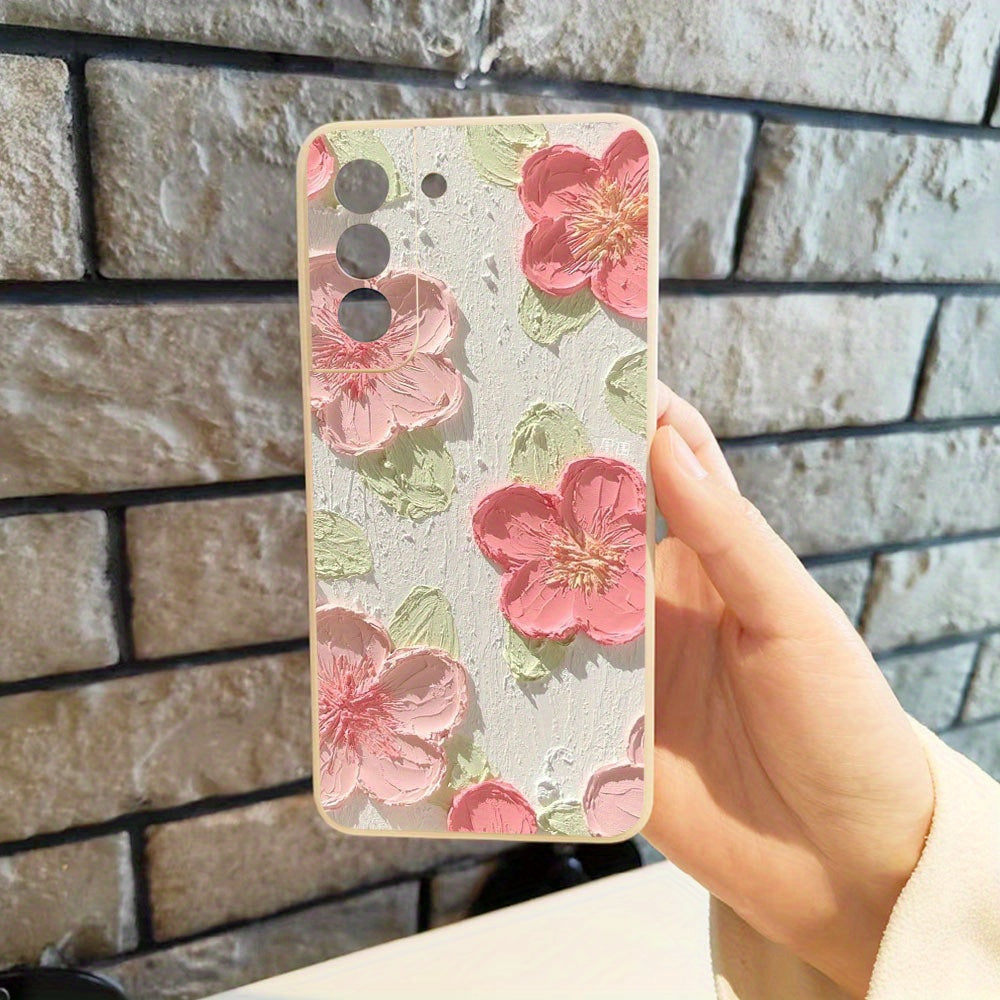 Rosy Brown Cute Pink Flowers Anti-Fall Samsung Case