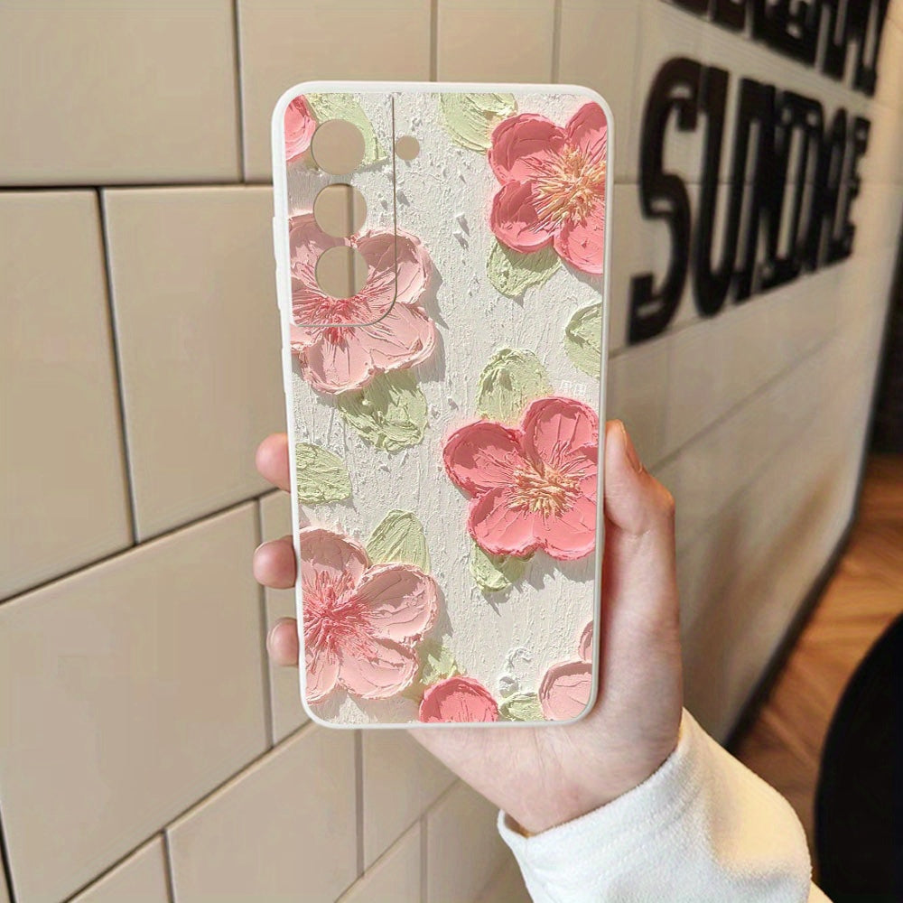 Rosy Brown Cute Pink Flowers Anti-Fall Samsung Case