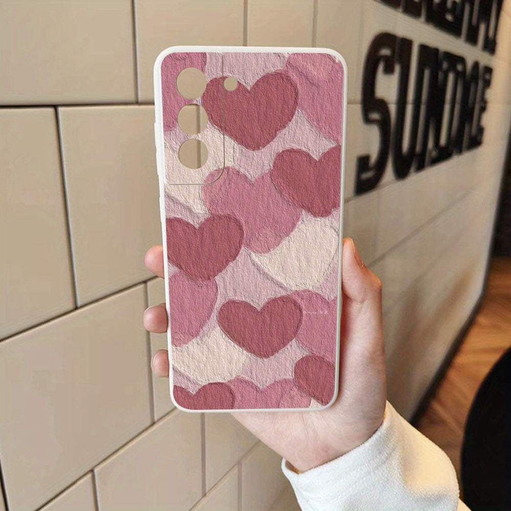 Rosy Brown Pink Cute Heart Pattern Samsung Case