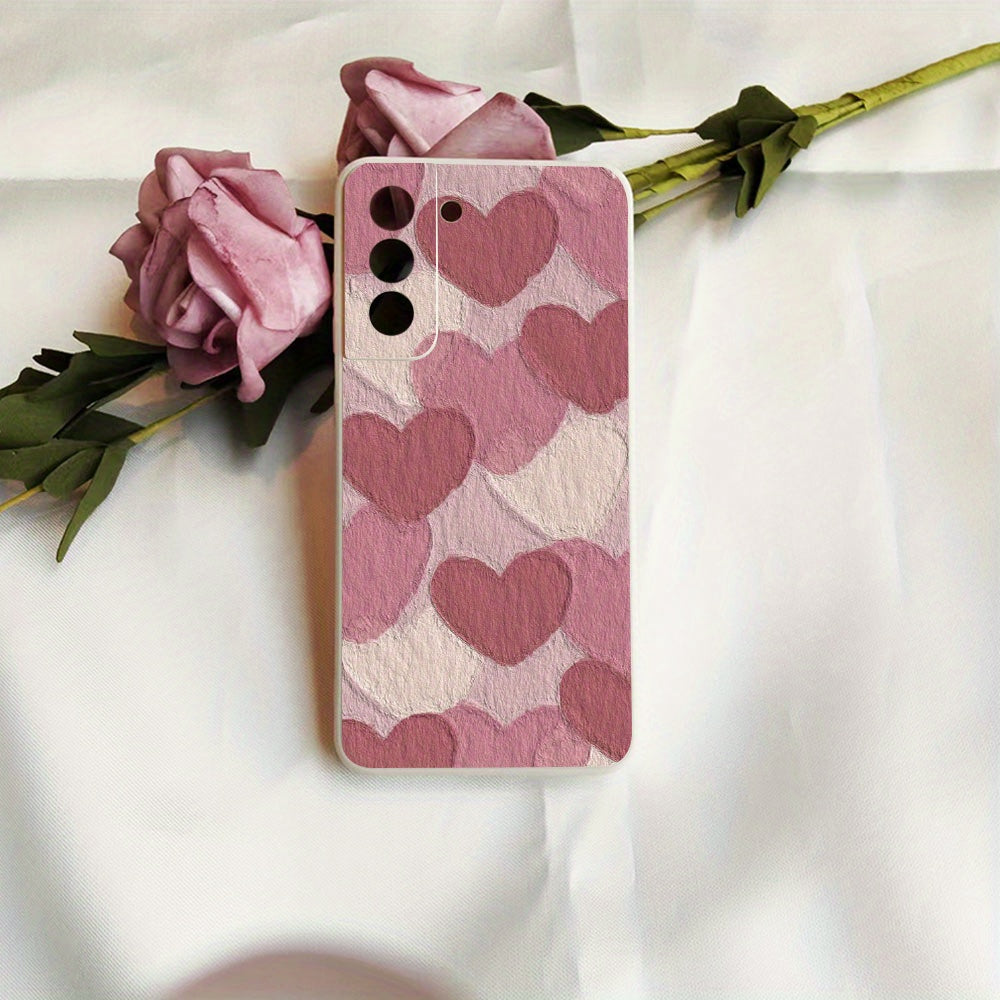 Light Gray Pink Cute Heart Pattern Samsung Case