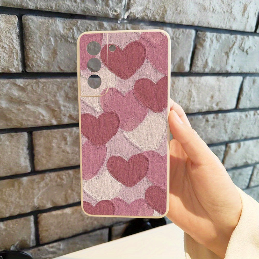 Rosy Brown Pink Cute Heart Pattern Samsung Case