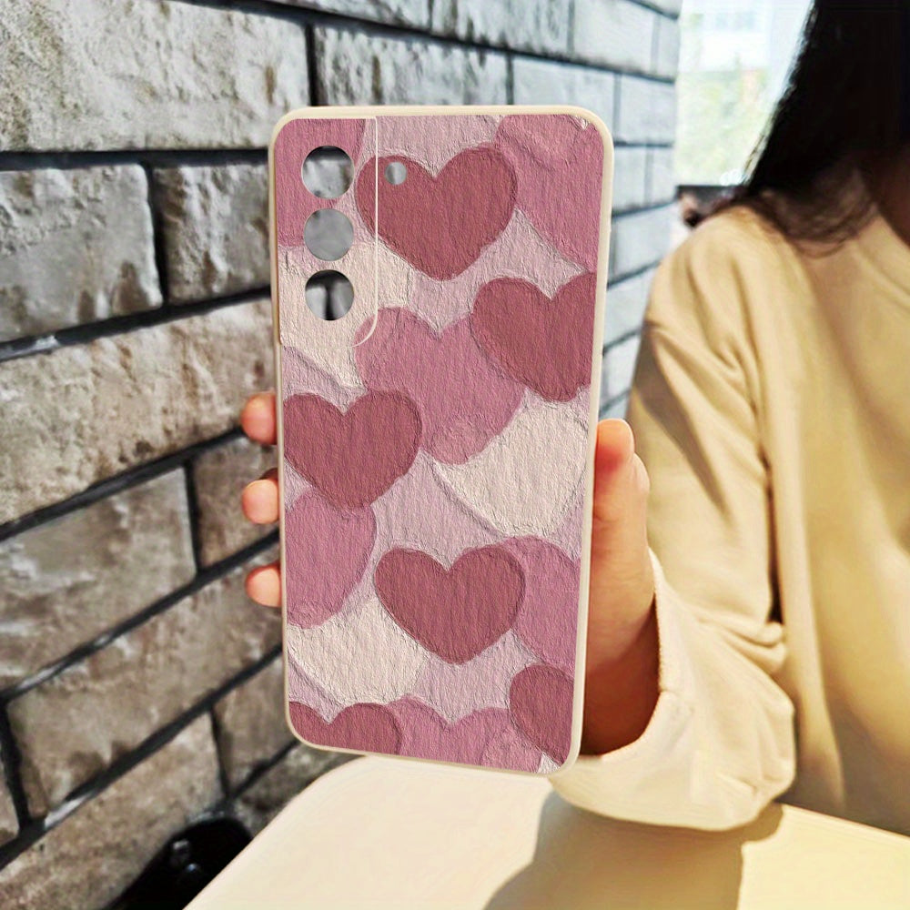 Rosy Brown Pink Cute Heart Pattern Samsung Case