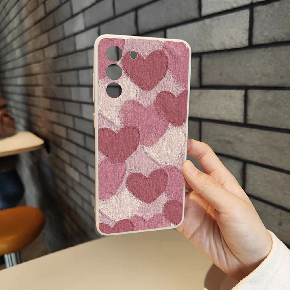 Dim Gray Pink Cute Heart Pattern Samsung Case