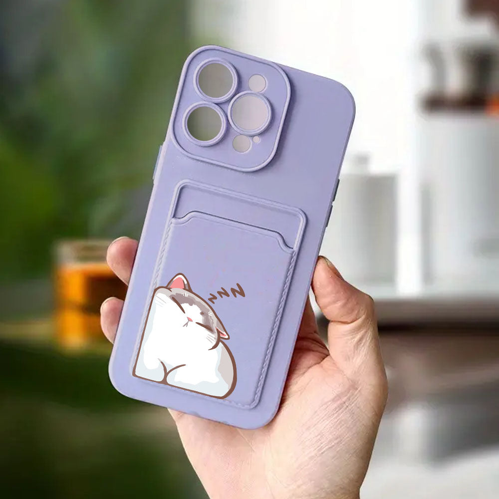 Gray White Cute Cat Pattern iPhone Case