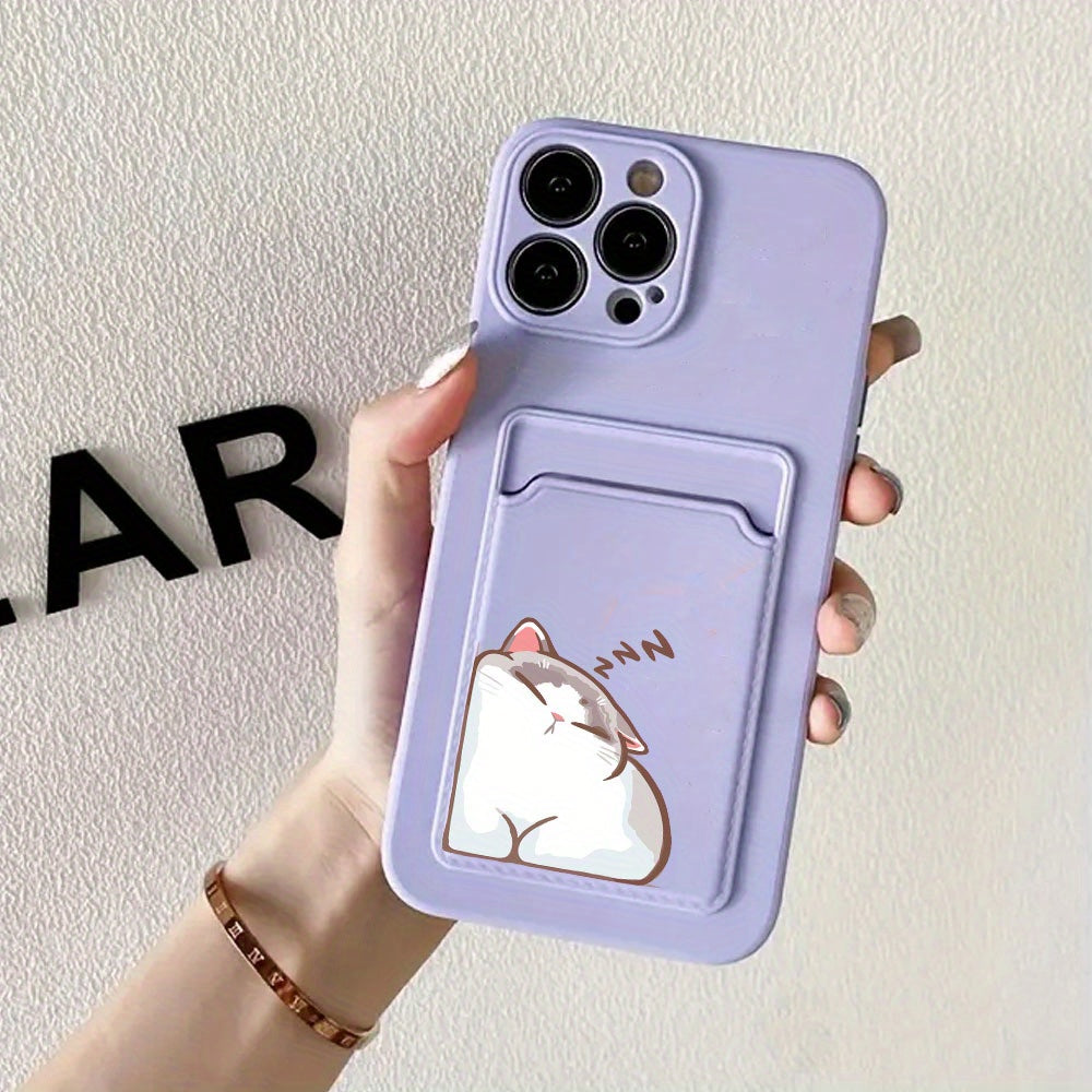 Light Gray White Cute Cat Pattern iPhone Case