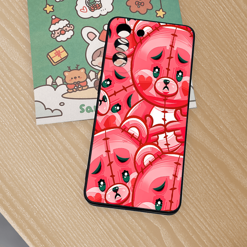 Rosy Brown Red Cute Bear Pattern Samsung Case