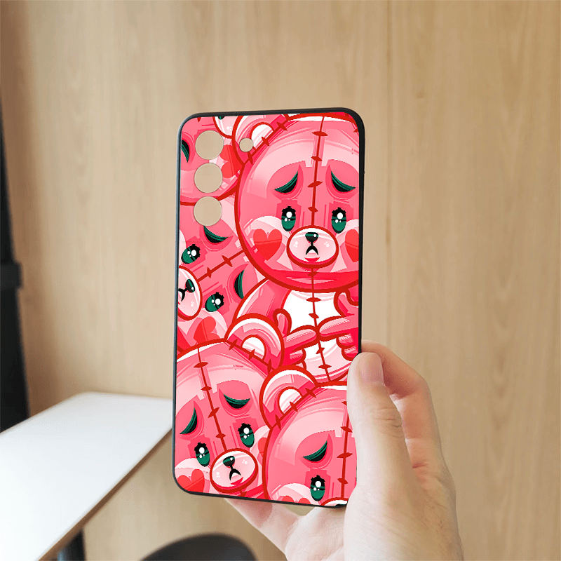 Rosy Brown Red Cute Bear Pattern Samsung Case