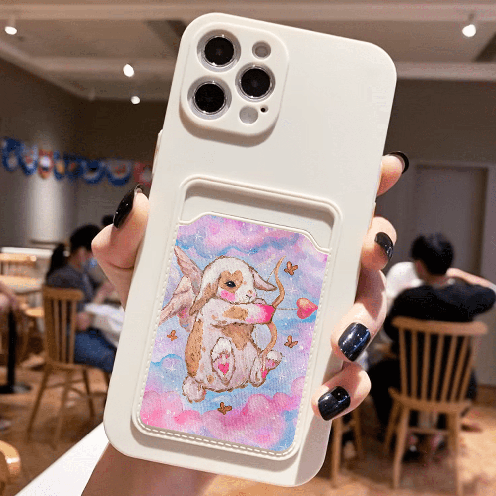 Gray Pink Cute Rabbit Pattern iPhone Case