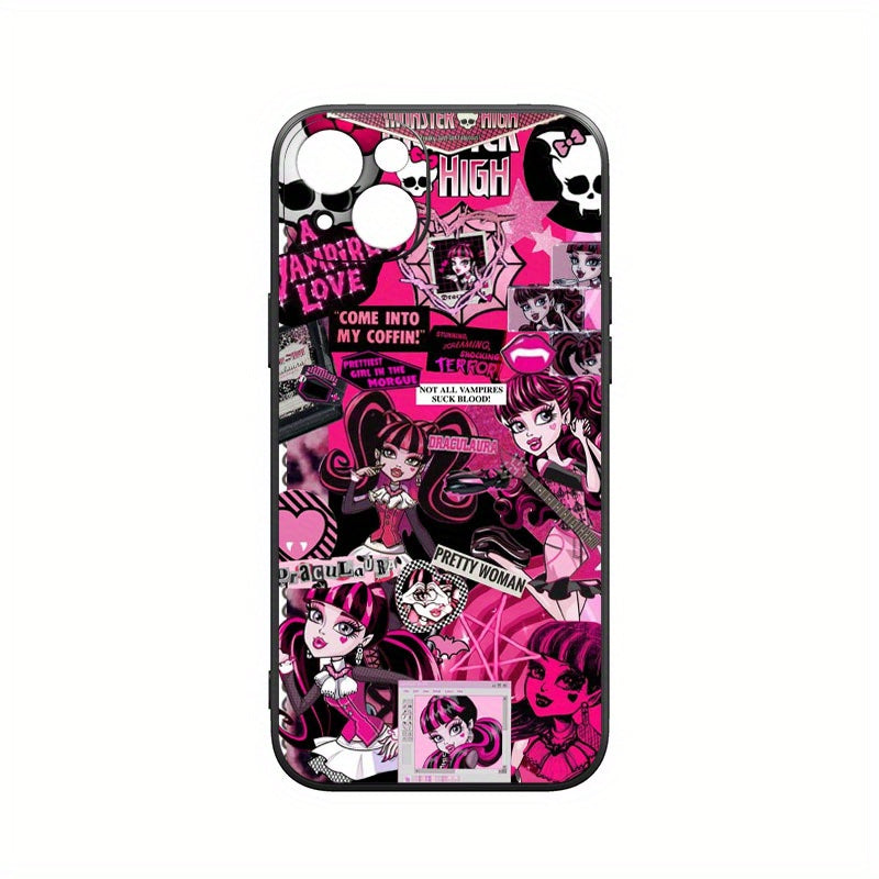 Dark Slate Gray Pink Cute Cartoon Girl Pattern iPhone Case