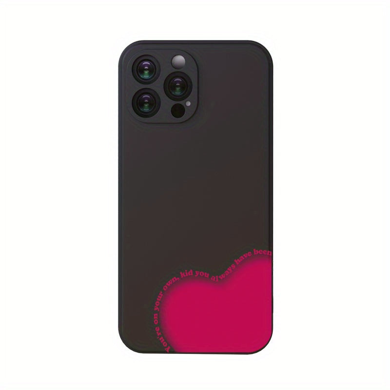 Dark Slate Gray Pink Cute Heart Pattern iPhone Case