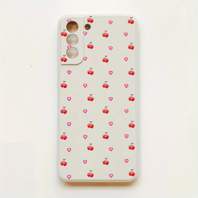 Antique White Red Cute Cherry Pattern Samsung Case