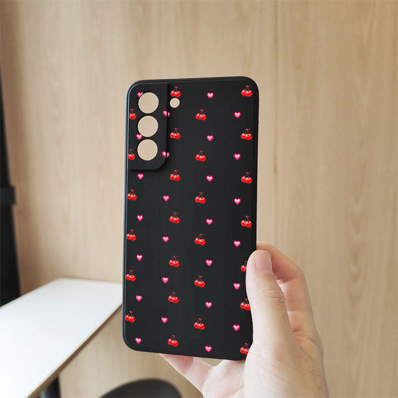 Rosy Brown Red Cute Cherry Pattern Samsung Case