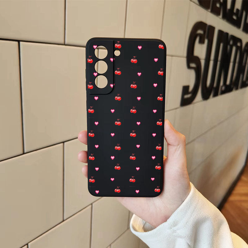 Rosy Brown Red Cute Cherry Pattern Samsung Case